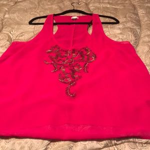 Bright pink beaded tank top